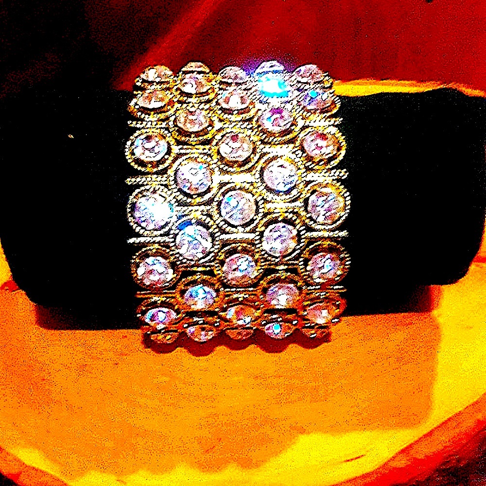Crystal and Yellow Gold Evening Stretch Bracelet